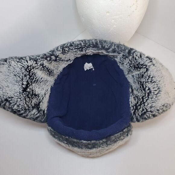 Trapper Aviator Hat Youth Med Faux Fur Blue Nylon Winter Gorpcore Ski Snow - Picture 5 of 6